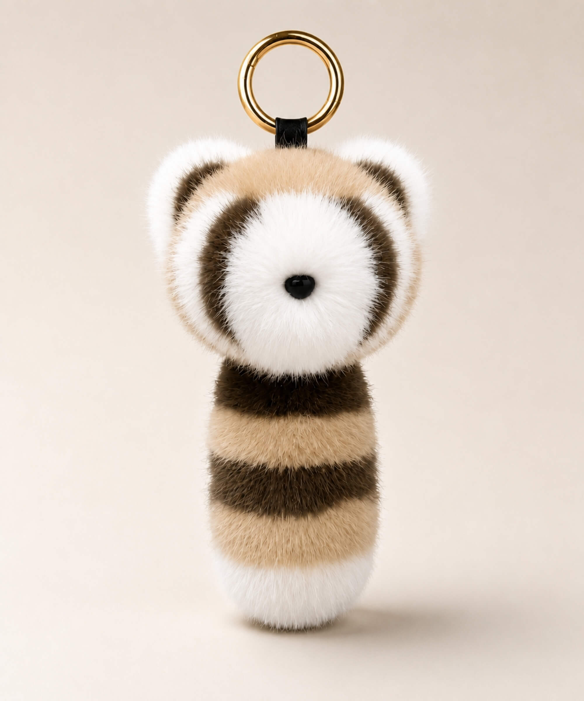 Brown raccoon plush keychain